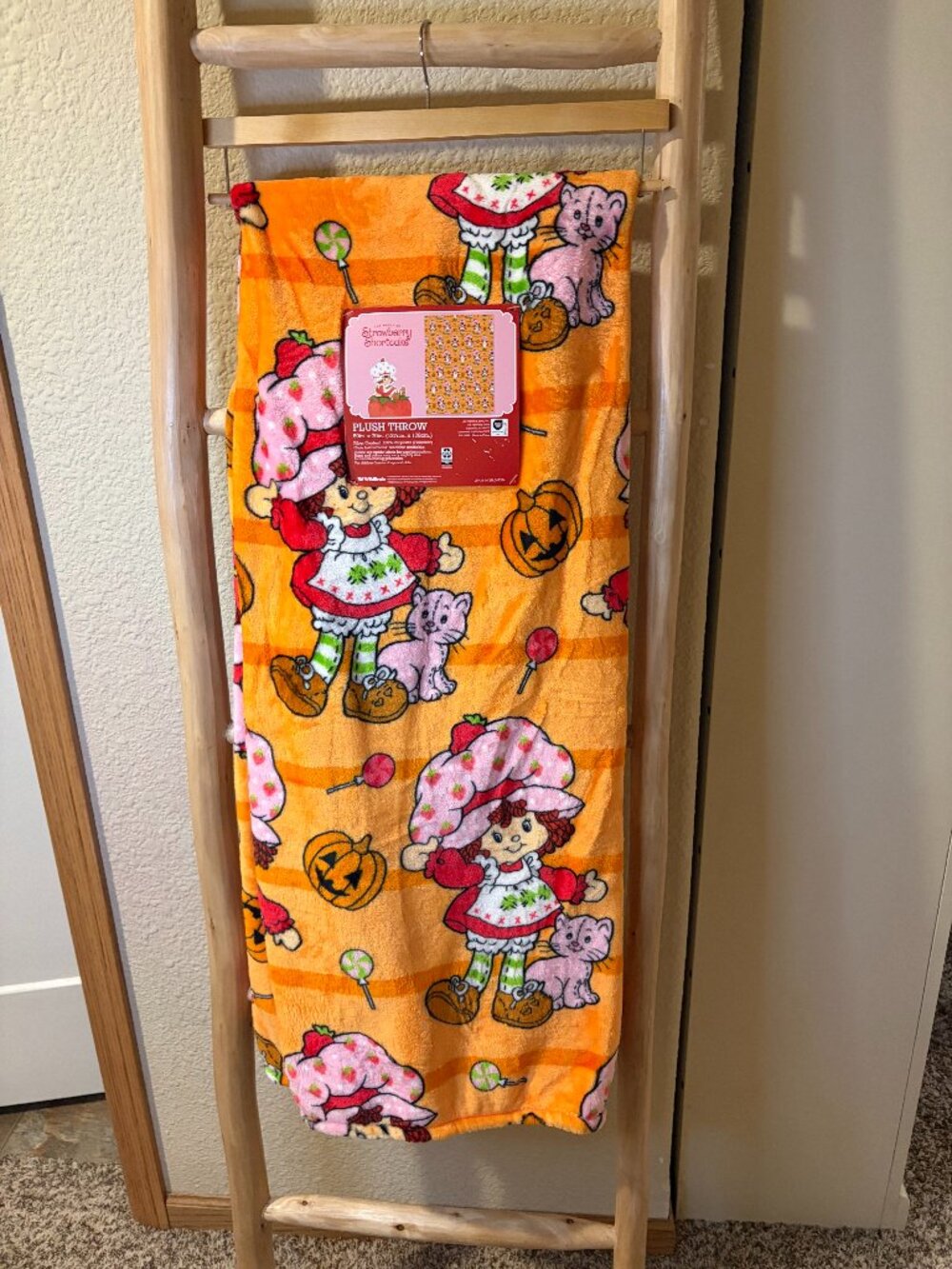 Strawberry Shortcake Halloween Plush Throw Blanket 50x70 Pumpkin NWT